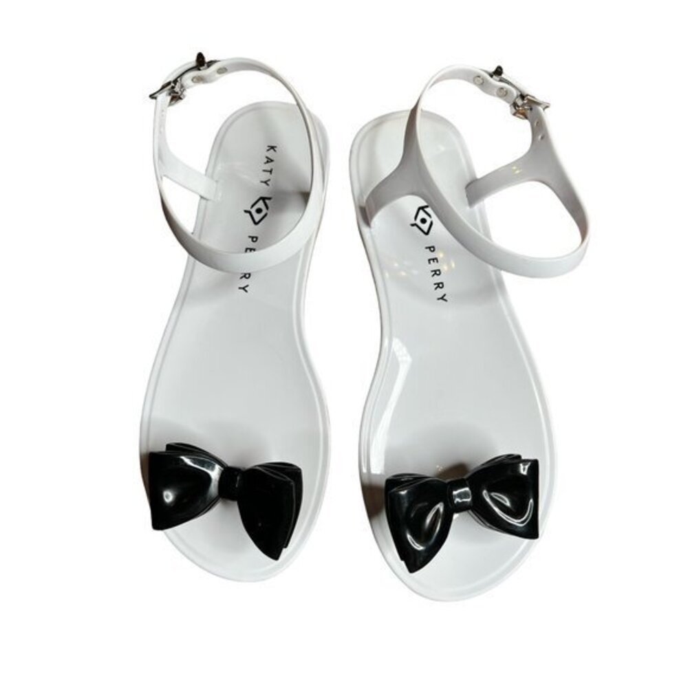 Katy Perry white and black bow sandals size 7